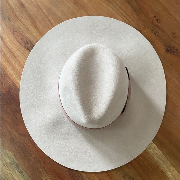 Brixton Joanna neutral felt wool hat wide floppy brim fedora grosgrain ribbon M - Picture 8 of 16